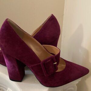 Pink Lemonade New Purple chunky suede shoes, Size 7, 4-inch chunk heels